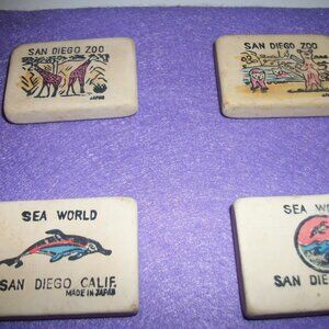 Vintage Lot of San Diego Sea World and Zoo Souvenir Erasers